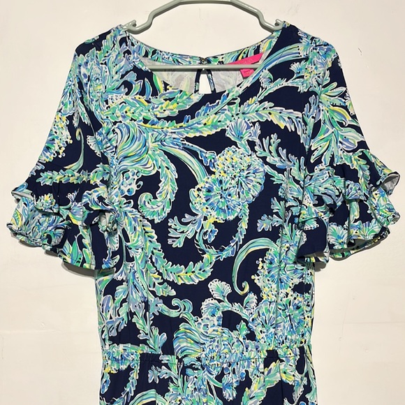 Lilly Pulitzer Lula Romper High Tide Navy Scuba Doo Engineered Shorts Size Small - Picture 5 of 13